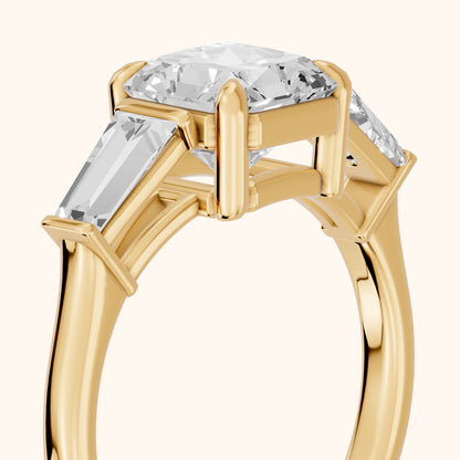 Layla Tapered Baguette Radiant Diamond Ring in Yellow Gold - slant-view.webp