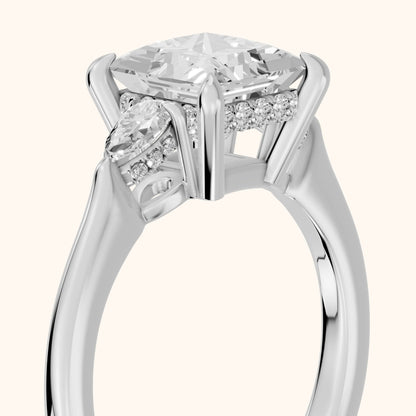 Leila Three-Stone Princess Diamond Engagement Ring in Platinum - slant-view.webp