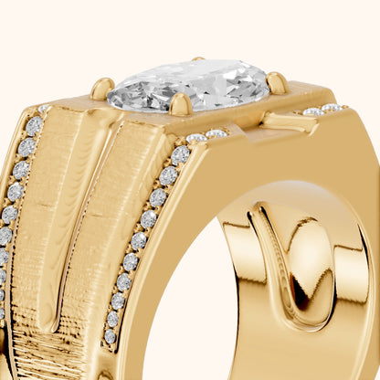 Lodi Wide Band Pavé Oval Diamond Engagement Ring in Yellow Gold - slant-view.webp