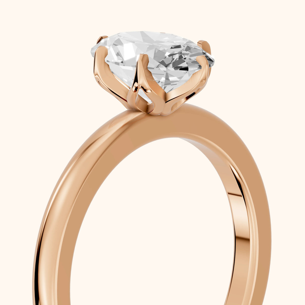 Serena Blossom Solitaire Oval Diamond Engagement Ring in Rose Gold - slant-view.webp