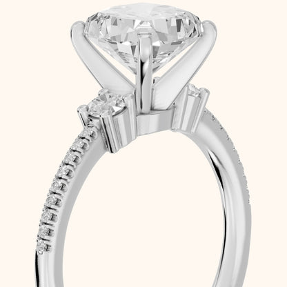 Nerissa Three-Stone Micropavé Cushion Diamond Engagement Ring in Platinum - slant-view.webp