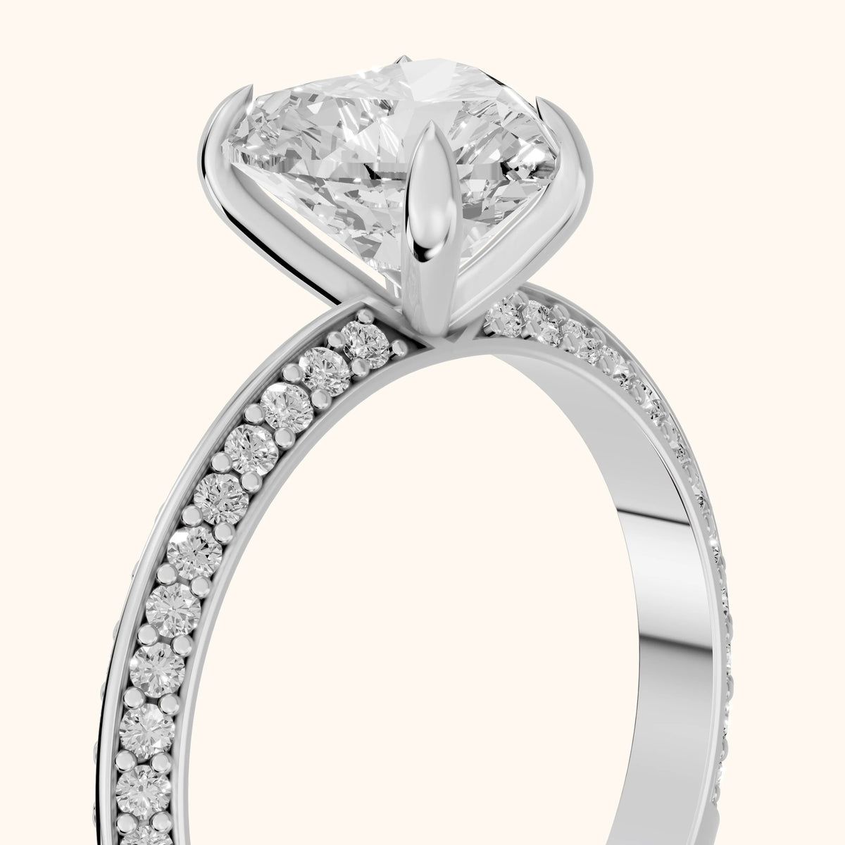 Meredith Knife Edge Pavé Heart Diamond Engagement Ring in White Gold - slant-view.webp