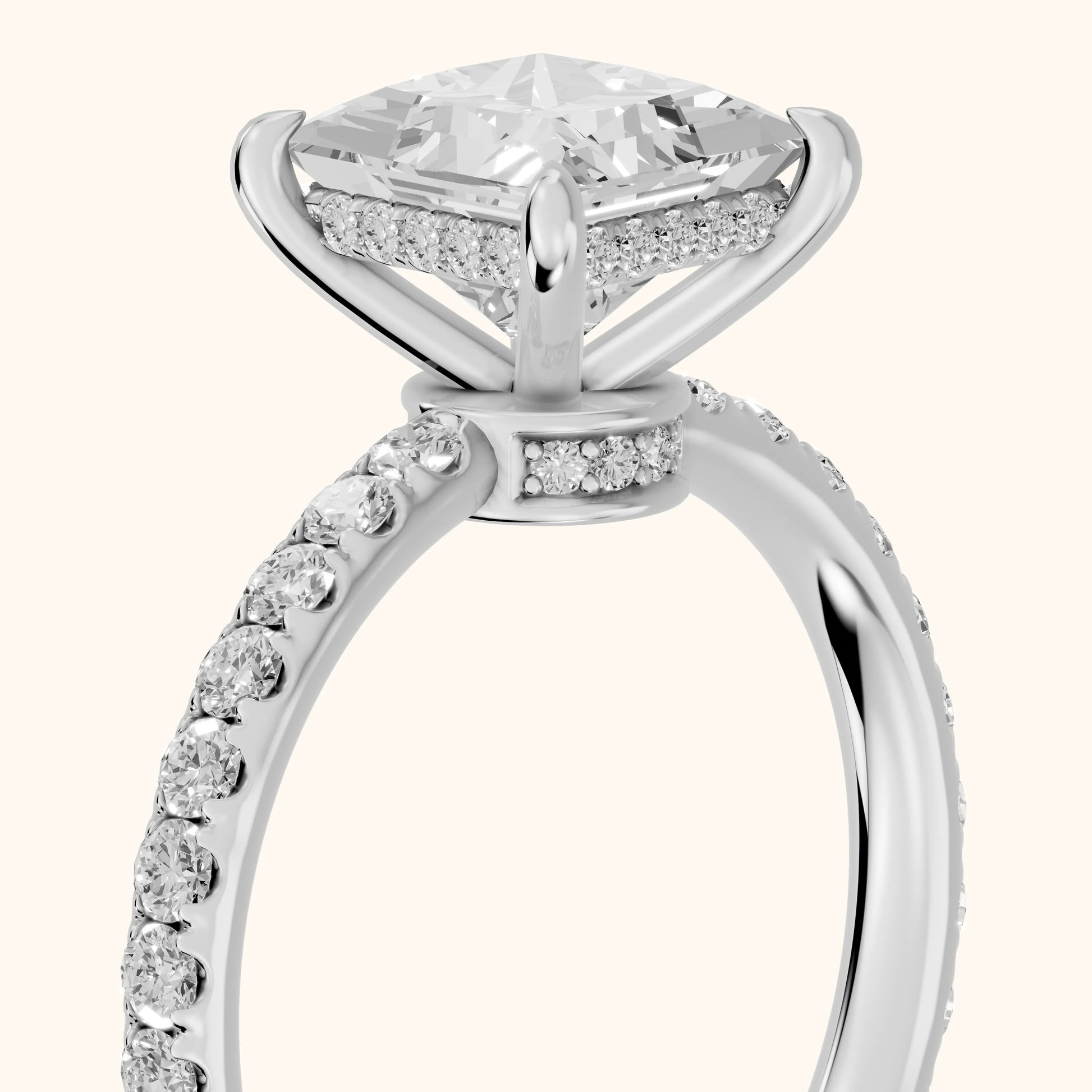 Thea Hidden Halo Pavé Princess Diamond Engagement Ring in Platinum - slant-view.webp