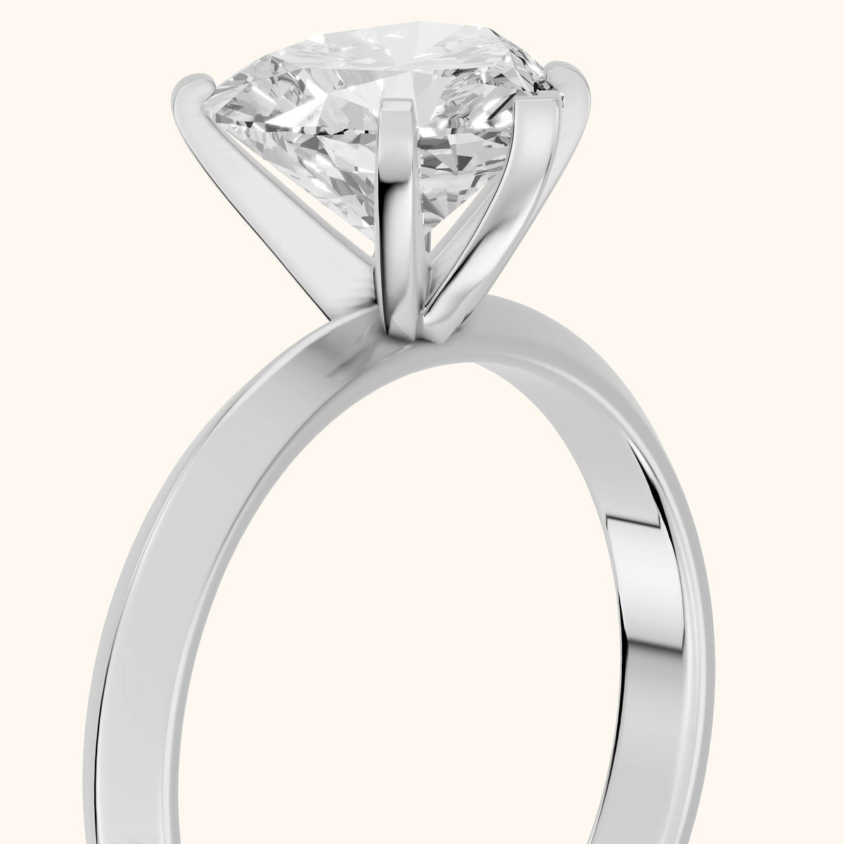 June Solitaire Knife Edge Heart Diamond Engagement Ring in Silver - slant-view.webp