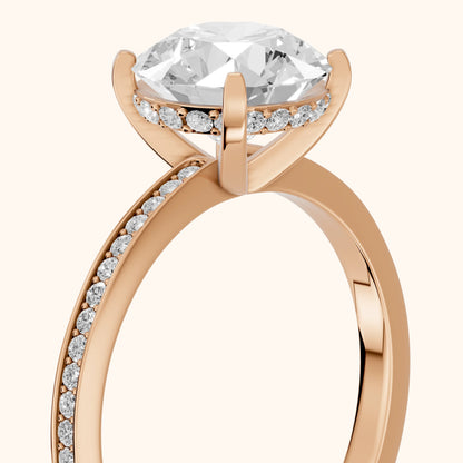 Naia Hidden Halo Round Diamond Ring in Rose Gold - slant-view.webp