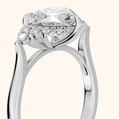 Anya Sidestone Cluster Heart Diamond Ring in White Gold - slant-view.webp