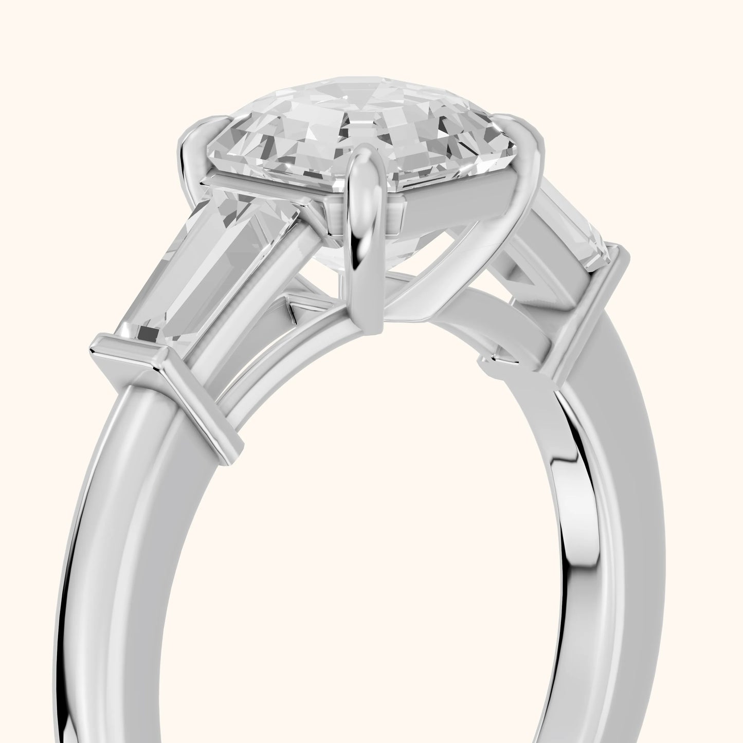Zelda Tapered Baguette Asscher Diamond Engagement Ring in Silver - slant-view.webp