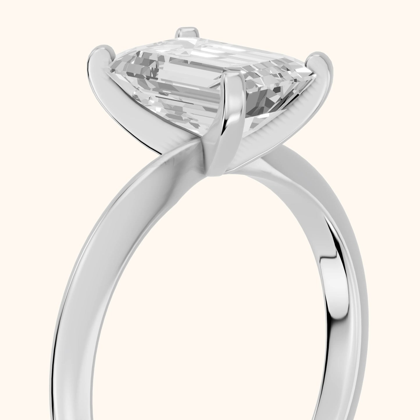 Wren Solitaire Emerald Diamond Ring in White Gold - slant-view.webp
