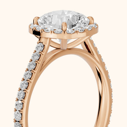 Willa Halo Micropavé Cushion Diamond Engagement Ring in Rose Gold - slant-view.webp