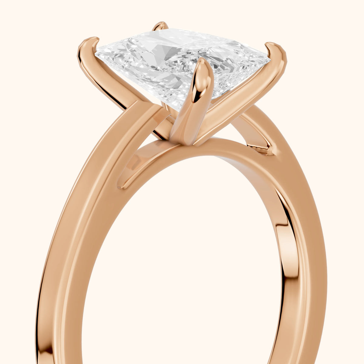Kaia Solitaire Radiant Diamond Engagement Ring in Rose Gold - slant-view.webp