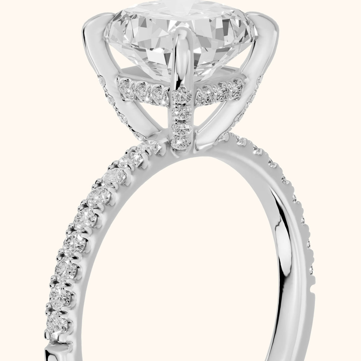 Beth Hidden Halo Pavé Cushion Diamond Engagement Ring in White Gold - slant-view.webp