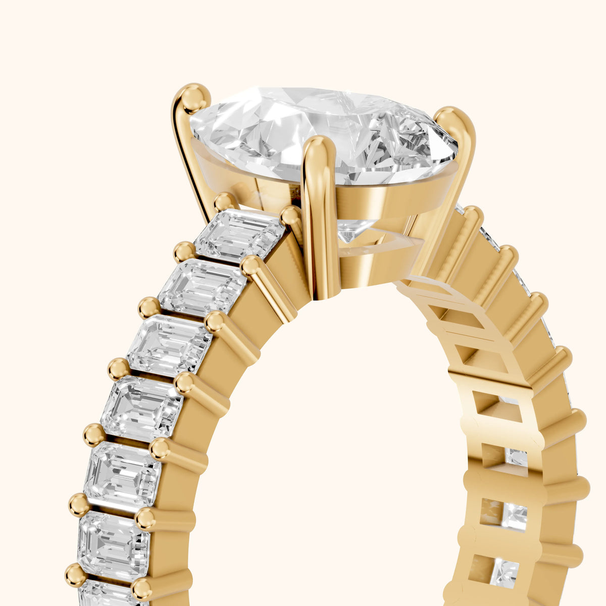 Mallory Shared Prong Pear Diamond Engagement Ring in Yellow Gold - slant-view.webp