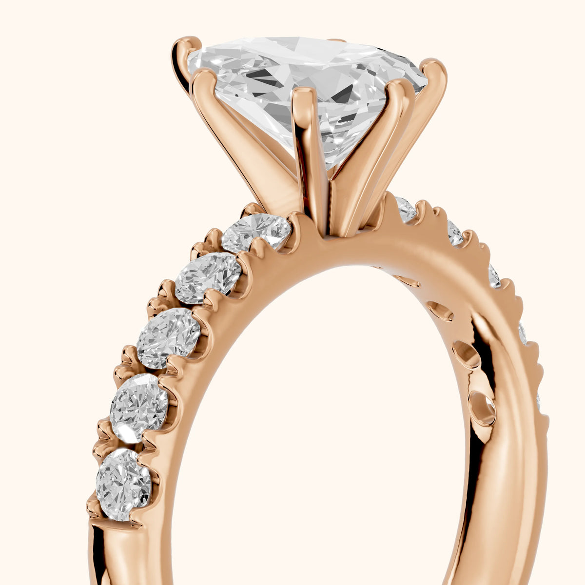 Alix Statement Pavé Pear Diamond Engagement Ring in Rose Gold - slant-view.webp
