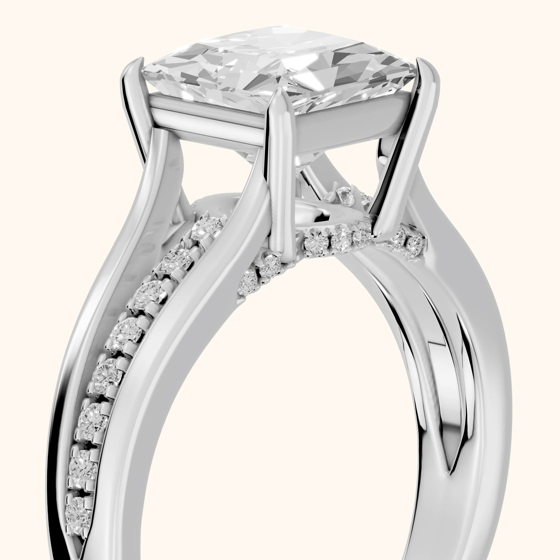 Scarlett Split Shank Pavé Princess Diamond Ring in White Gold - slant-view.webp