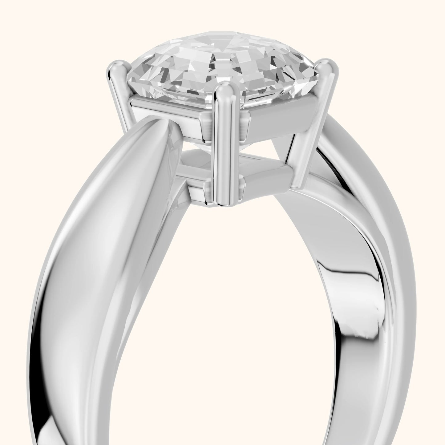 Talia Solitaire Twist Asscher Diamond Engagement Ring in Platinum - slant-view.webp
