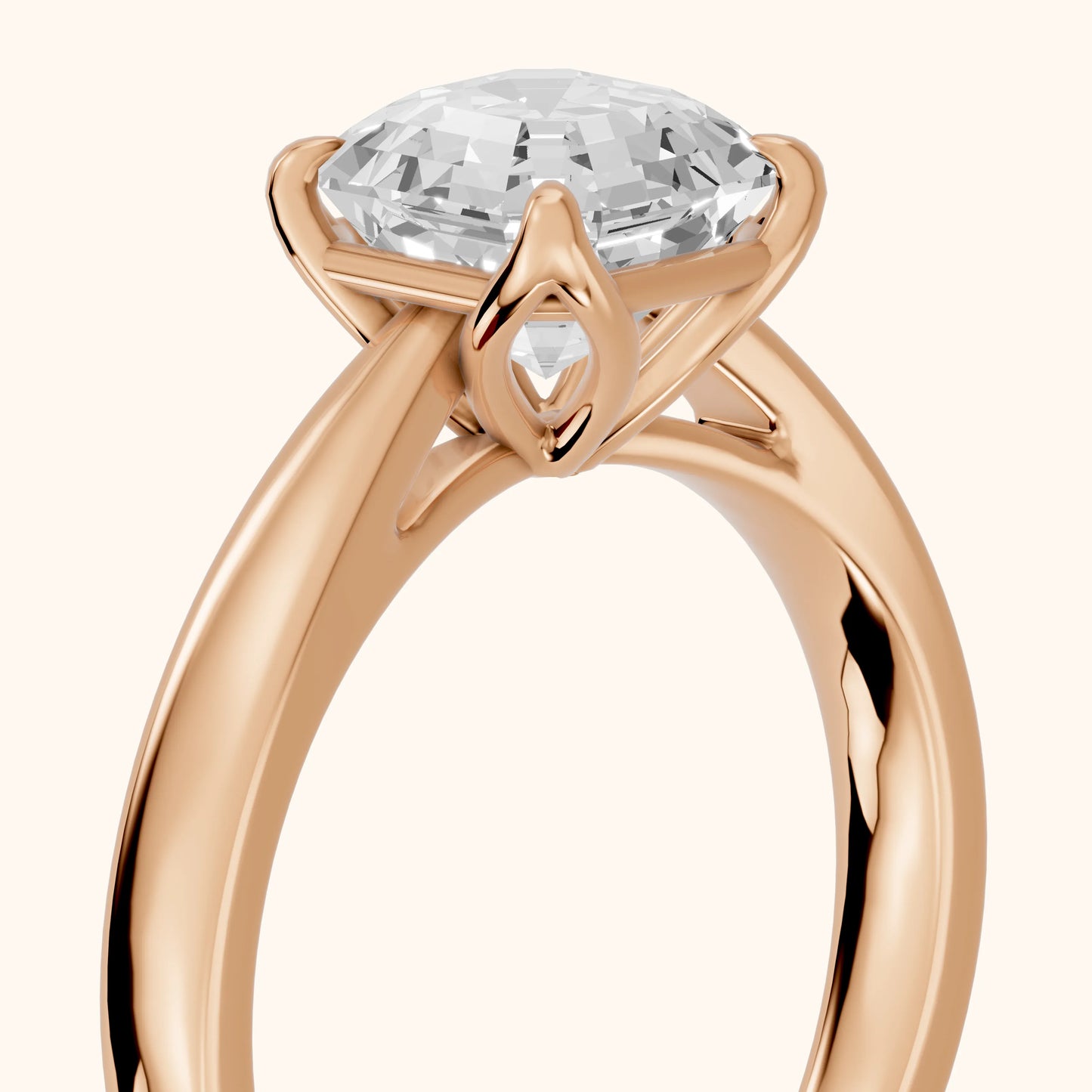 Lucia Solitaire Six-Prong Asscher Diamond Engagement Ring in Rose Gold - slant-view.webp