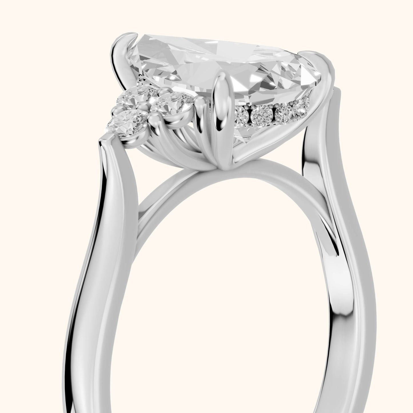 Anya Sidestone Cluster Pear Diamond Ring in White Gold - slant-view.webp