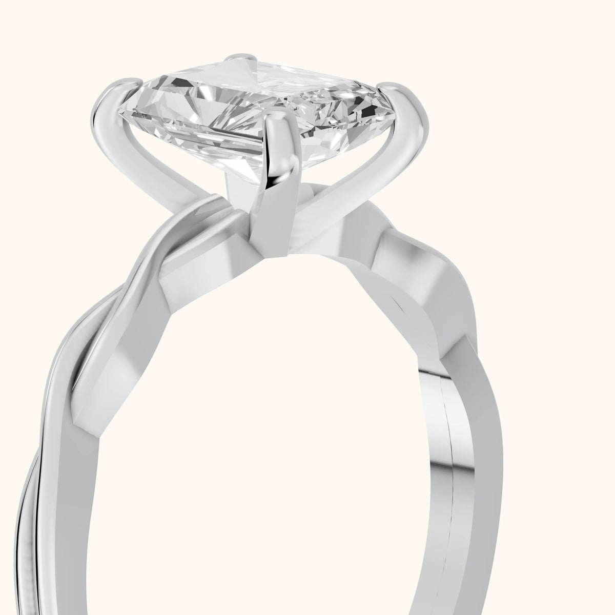 Iris Twist Radiant Diamond Engagement Ring in Silver - slant-view.webp