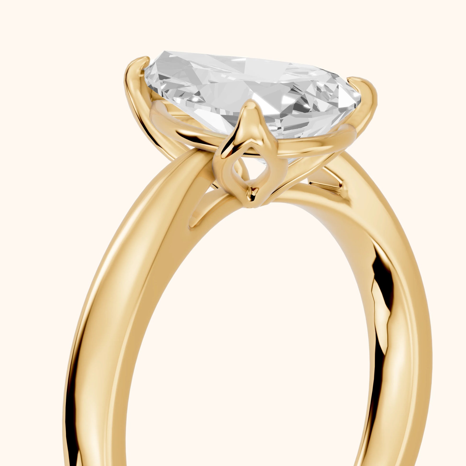 Lucia Solitaire Six-Prong Pear Diamond Engagement Ring in Yellow Gold - slant-view.webp