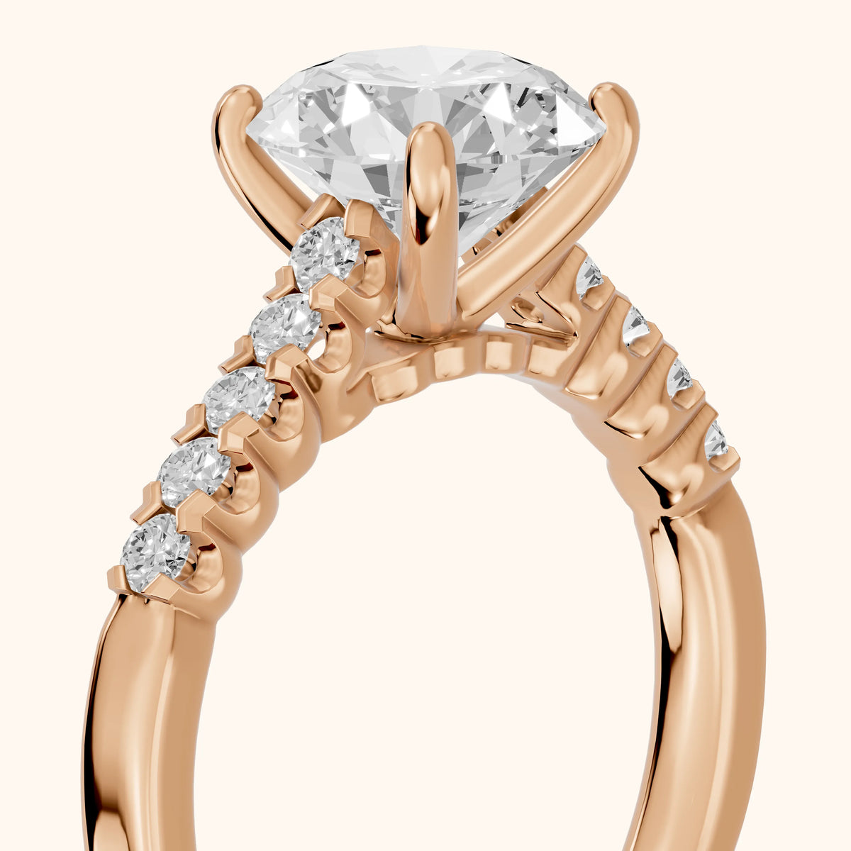 Jessie French Pavé Round Diamond Engagement Ring in Rose Gold - slant-view.webp
