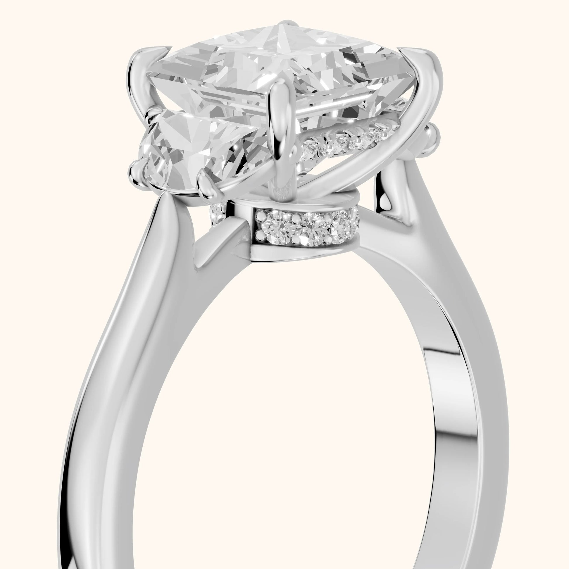 Romy Three-Stone Princess Diamond Engagement Ring in Silver - slant-view.webp