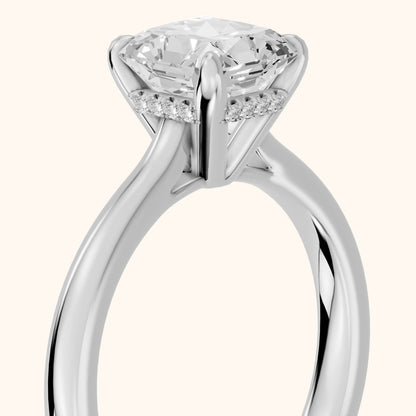 Mena Hidden Halo Radiant Diamond Engagement Ring in Silver - slant-view.webp