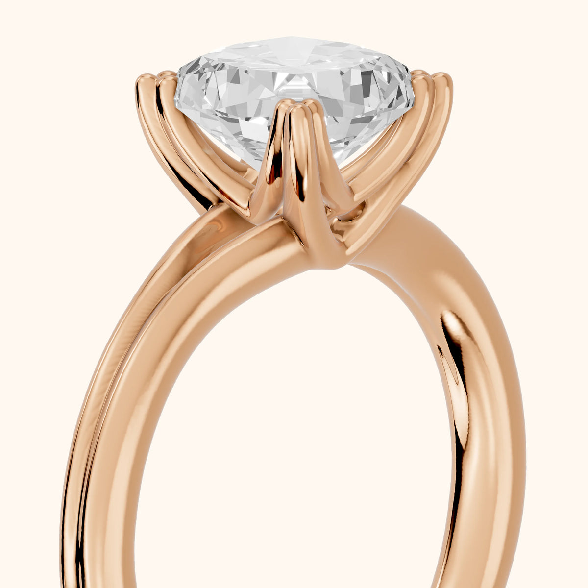 Neve Solitaire Split Shank Cushion Diamond Engagement Ring in Rose Gold - slant-view.webp