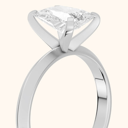 June Solitaire Knife Edge Radiant Diamond Engagement Ring in Silver - slant-view.webp