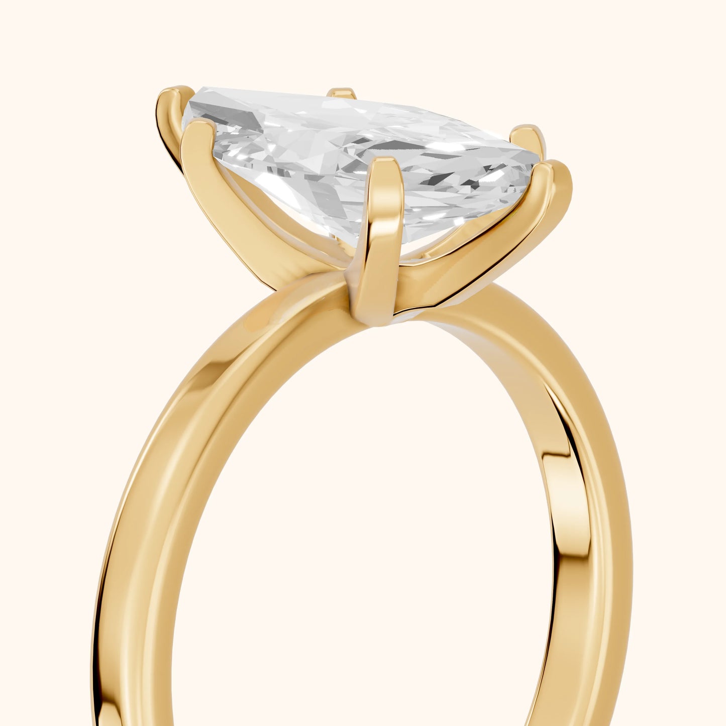 Liana Solitaire Claw Prong Marquise Diamond Engagement Ring in Yellow Gold - slant-view.webp