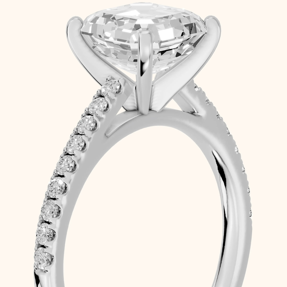 Ailsa Micropavé Asscher Diamond Engagement Ring in Silver - slant-view.webp
