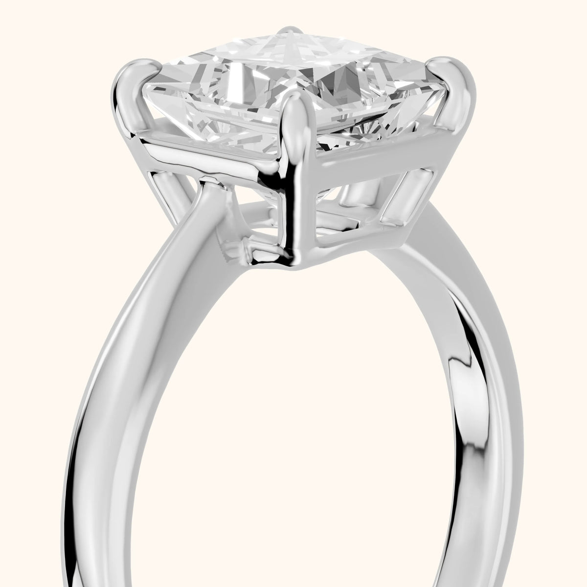 Miriam Basket Solitaire Princess Diamond Engagement Ring in Silver - slant-view.webp