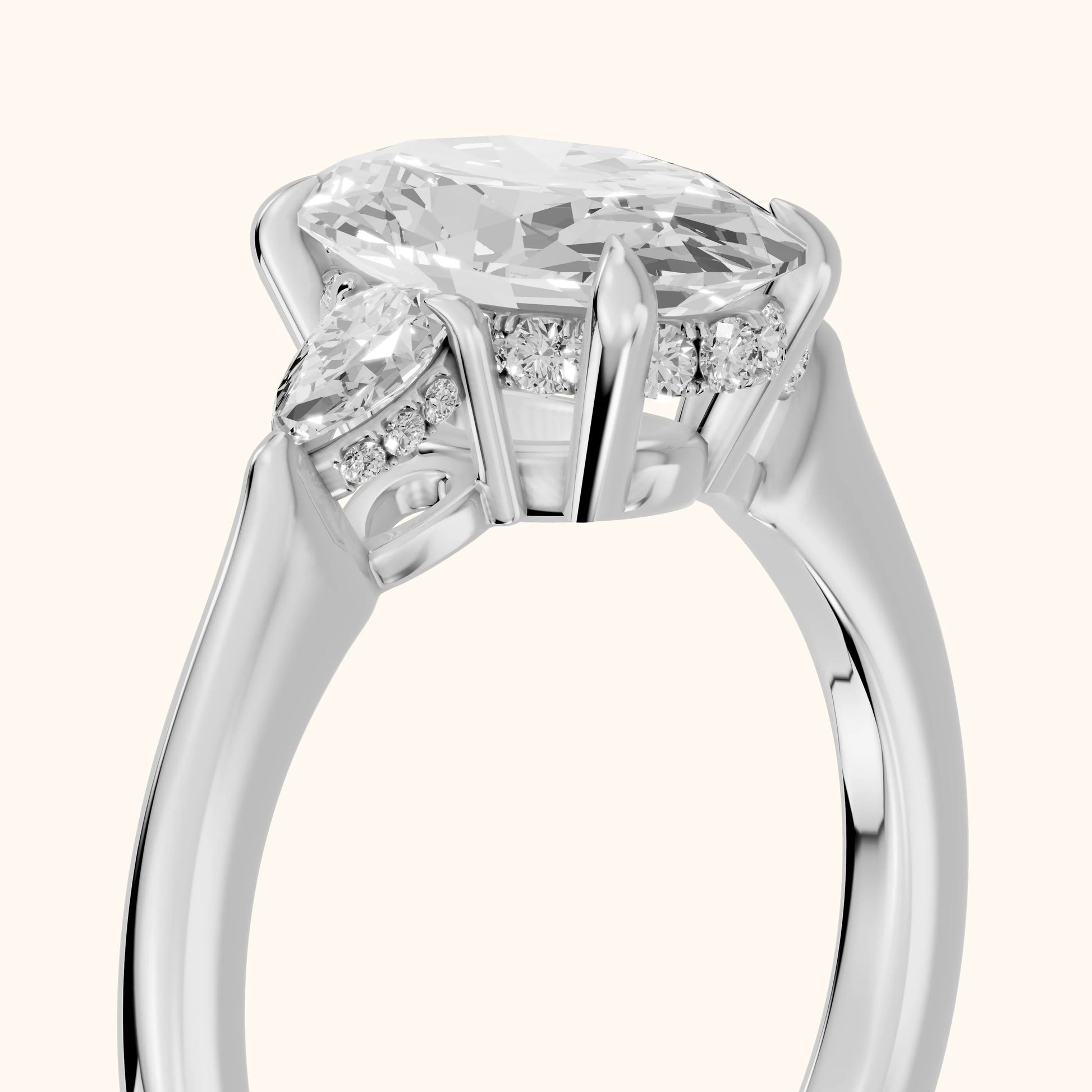 Leila Three-Stone Oval Diamond Engagement Ring in Silver - slant-view.webp