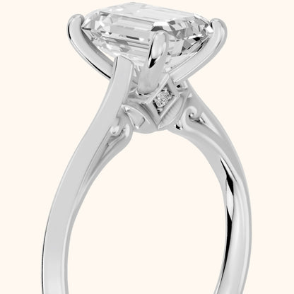 Isabel Knife Edge Emerald Diamond Engagement Ring in Silver - slant-view.webp