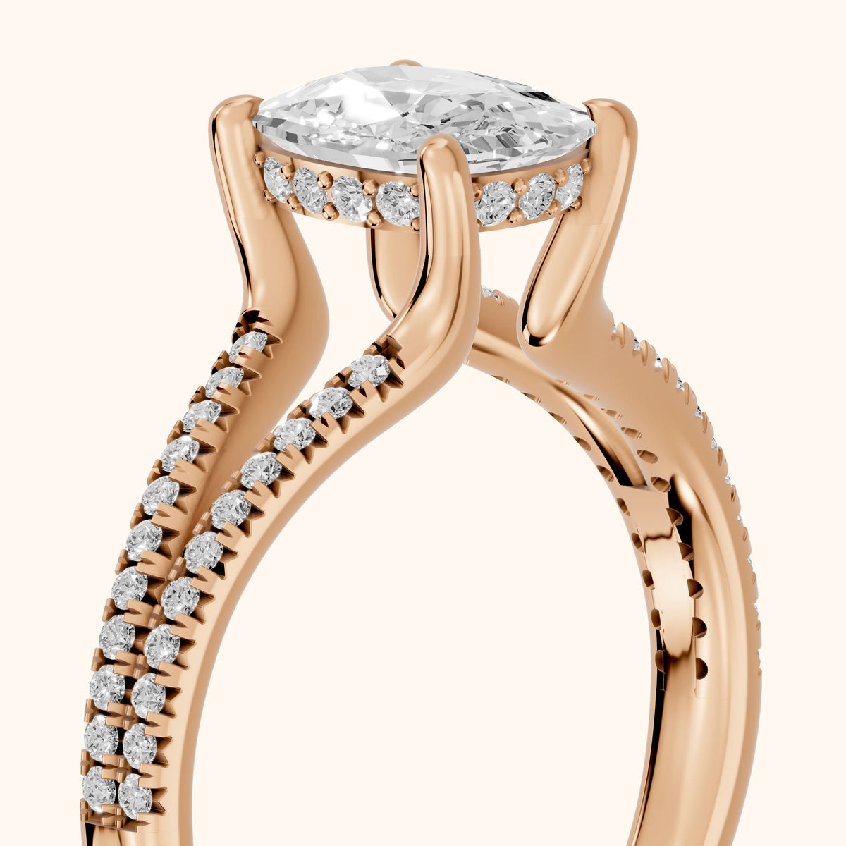 Eternal Embrace Solitaire Cushion Diamond Engagement Ring in Rose Gold - slant-view.webp