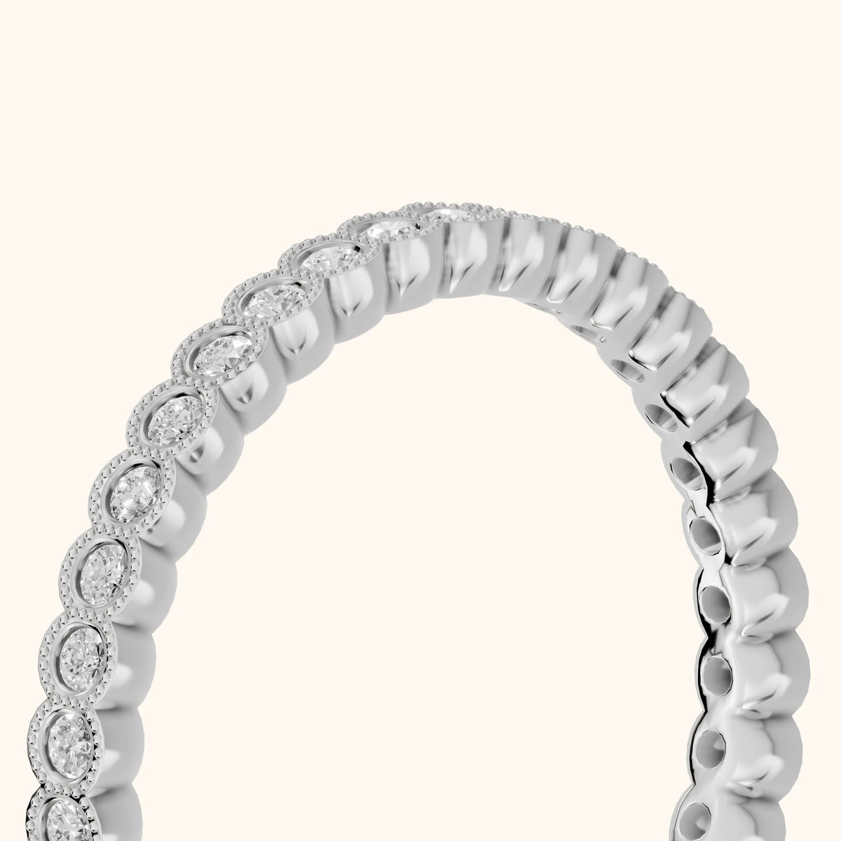 Marielle Milgrain Bezel Round Diamond Half Eternity Band in Silver - slant-view