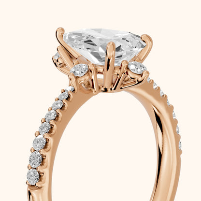 Jocelyn Crown Pavé Pear Diamond Engagement Ring in Rose Gold - slant-view.webp
