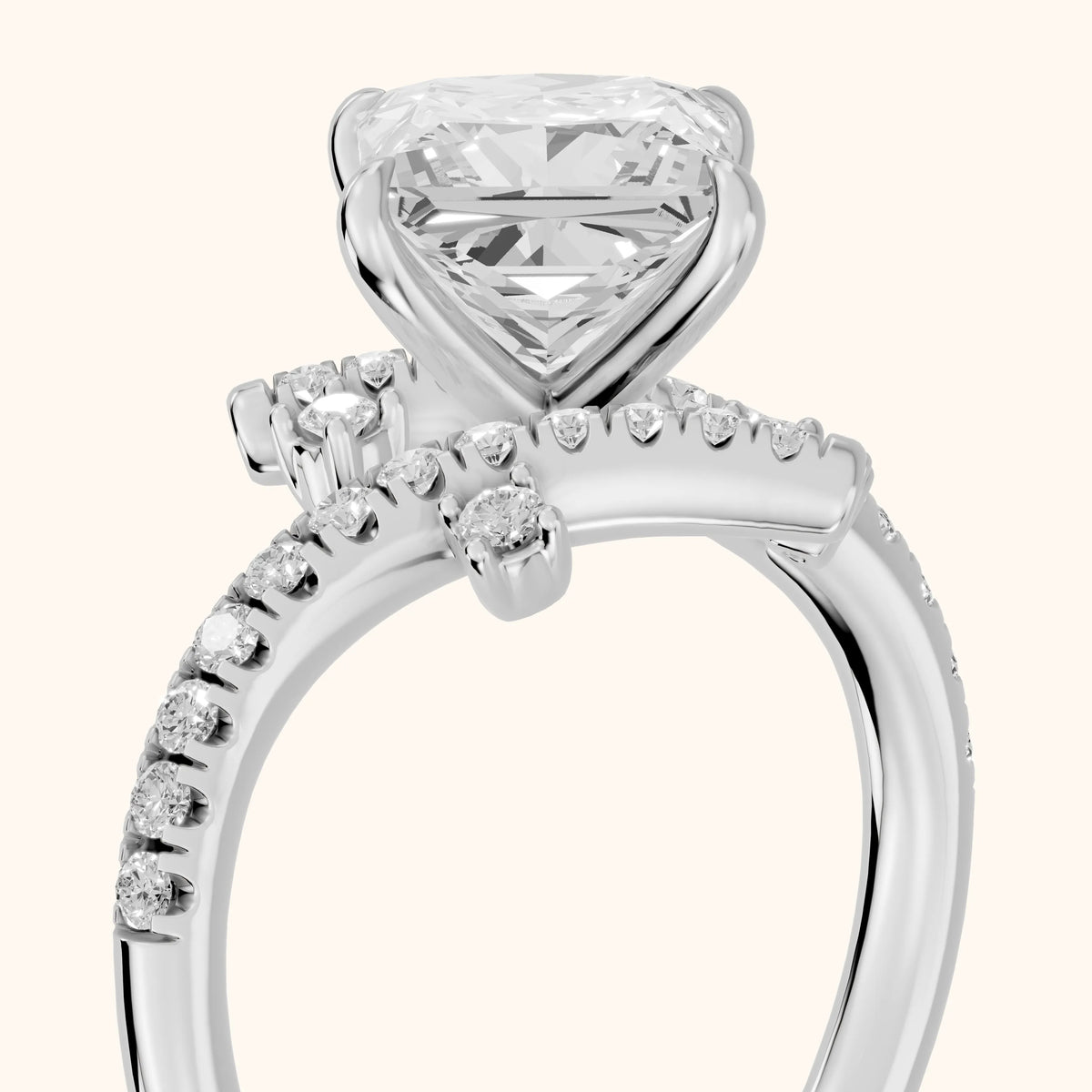 Agnes Bypass Pavé Princess Diamond Engagement Ring in White Gold - slant-view.webp
