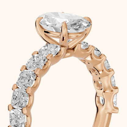 Katarina Statement Pavé Oval Diamond Engagement Ring in Rose Gold - slant-view.webp
