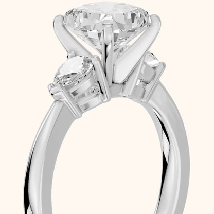 Amabel Three-Stone Cushion Diamond Engagement Ring in White Gold - slant-view.webp