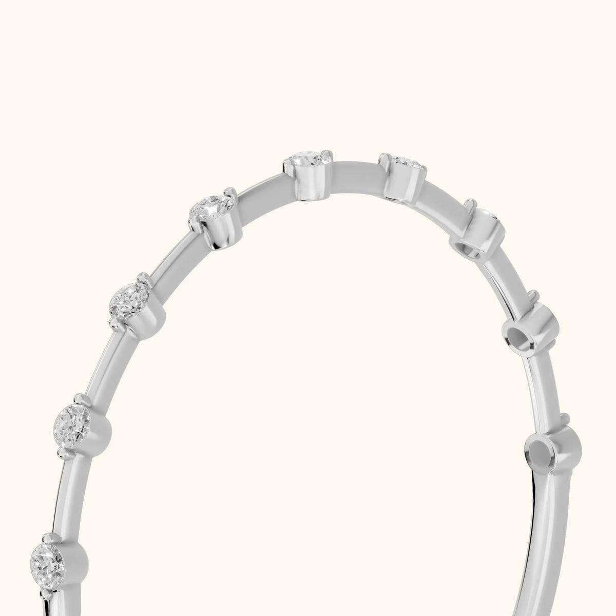 Zaria Dot Dash Round Diamond Wedding Band in Silver - slant-view
