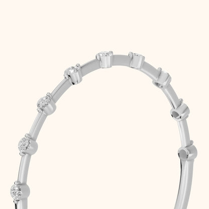 Zaria Dot Dash Round Diamond Wedding Band in Silver - slant-view