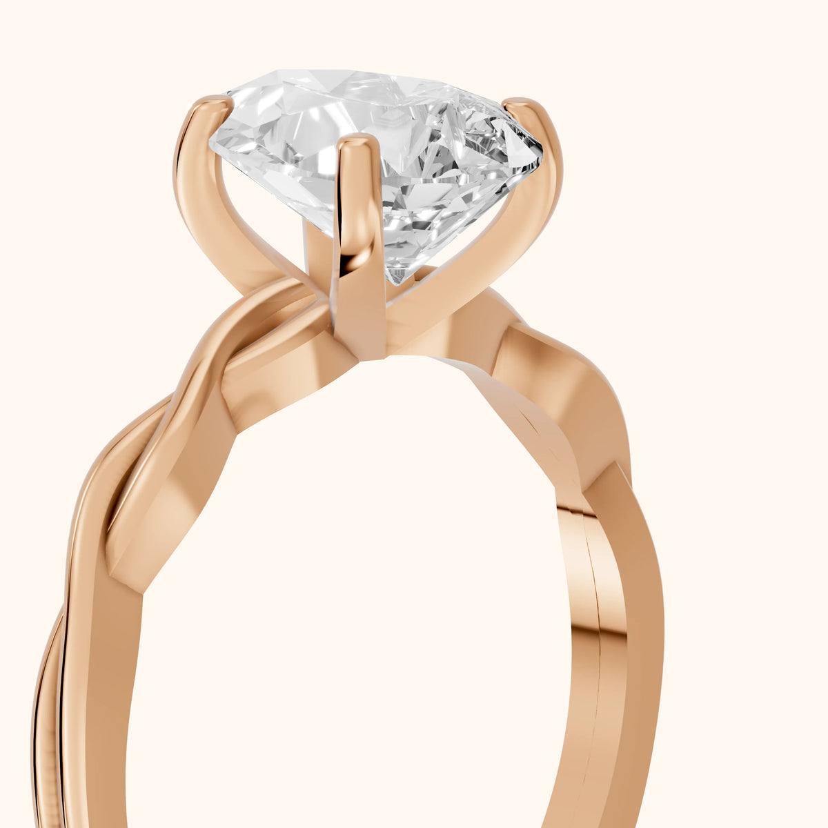 Iris Twist Pear Diamond Engagement Ring in Rose Gold - slant-view.webp