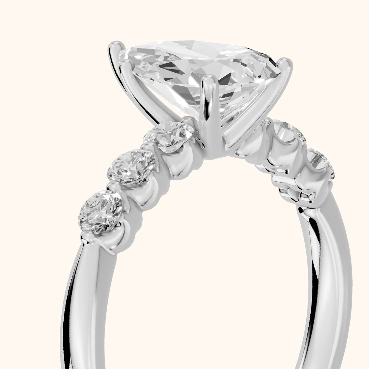 Vienna Floating Five-Stone Pear Diamond Engagement Ring in White Gold - slant-view.webp