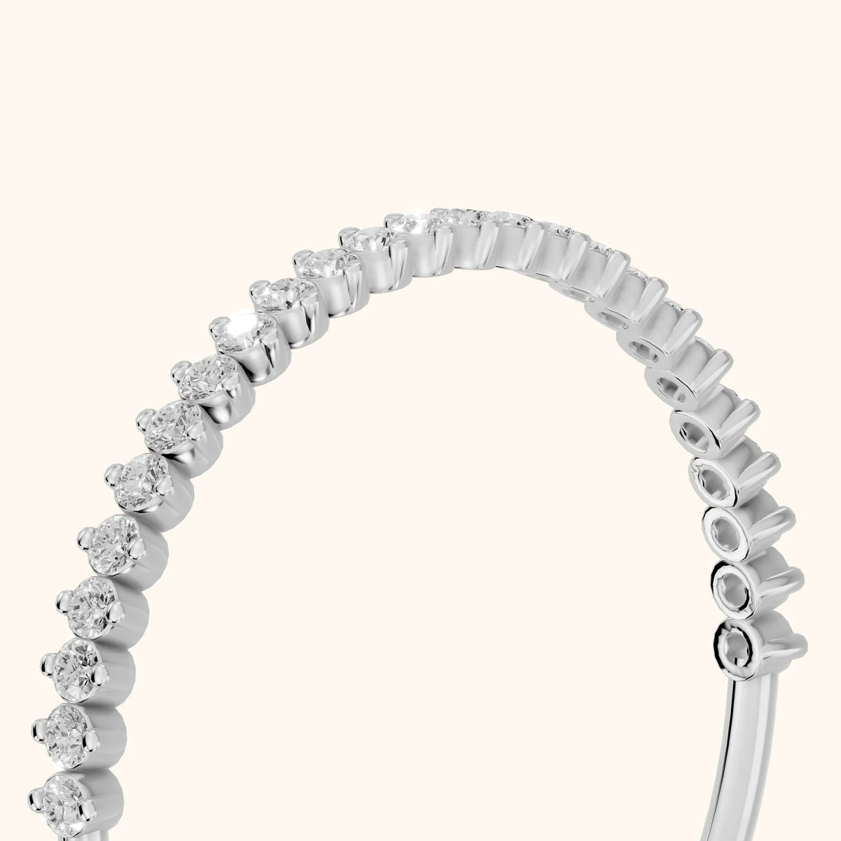 Leona Claw Prong Round Diamond Half Eternity Band in Silver - slant-view