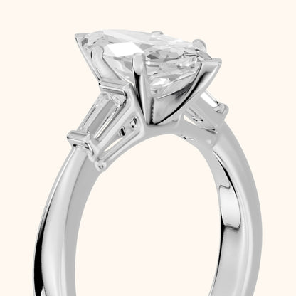 Jacinta Baguette Three-Stone Marquise Diamond Engagement Ring in White Gold - slant-view.webp