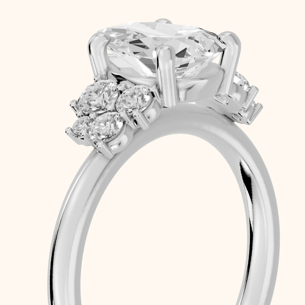Hannah Cluster Pear Diamond Engagement Ring in Platinum - slant-view.webp