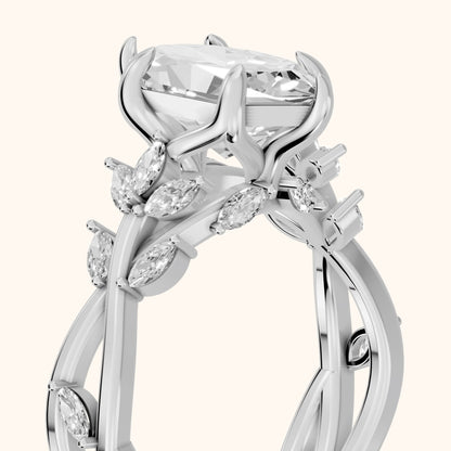 Kona Leaf Twist Dutch Marquise Diamond Engagement Ring in Platinum - slant-view.webp