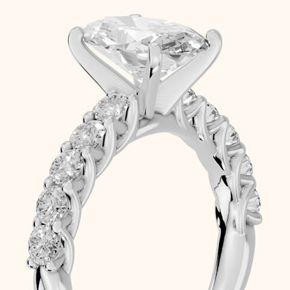 Heloise Statement Pavé Oval Diamond Engagement Ring in Platinum - slant-view.webp