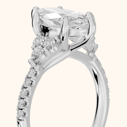 Alta Pavé Cluster Marquise Diamond Engagement Ring in Silver - slant-view.webp