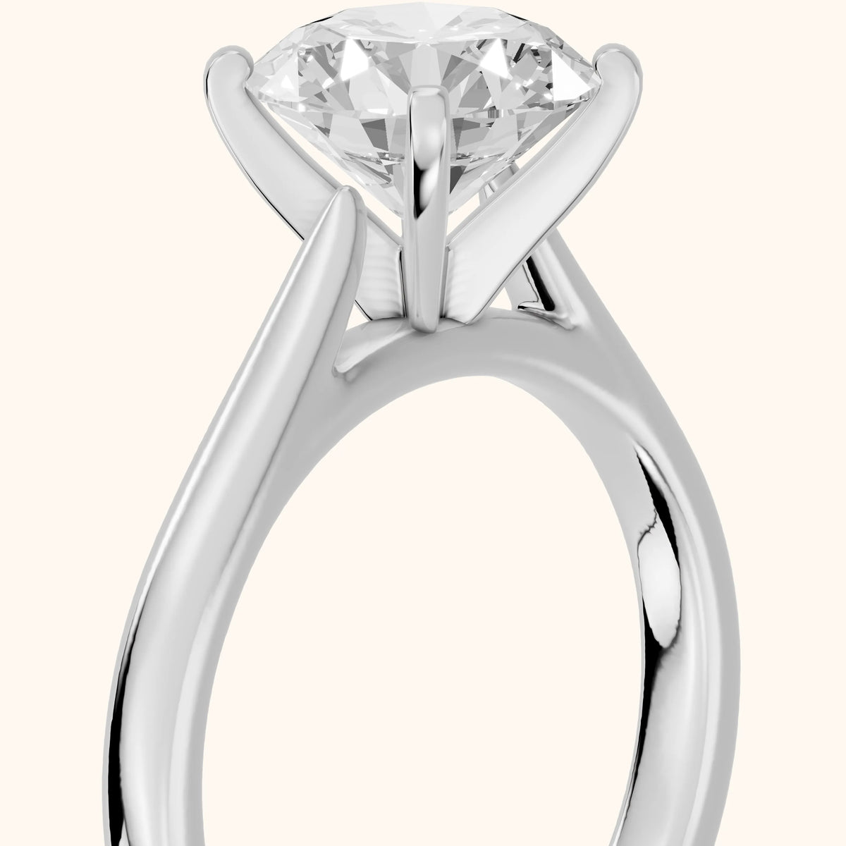 Enid Solitaire Cathedral Round Diamond Engagement Ring in Silver - slant-view.webp